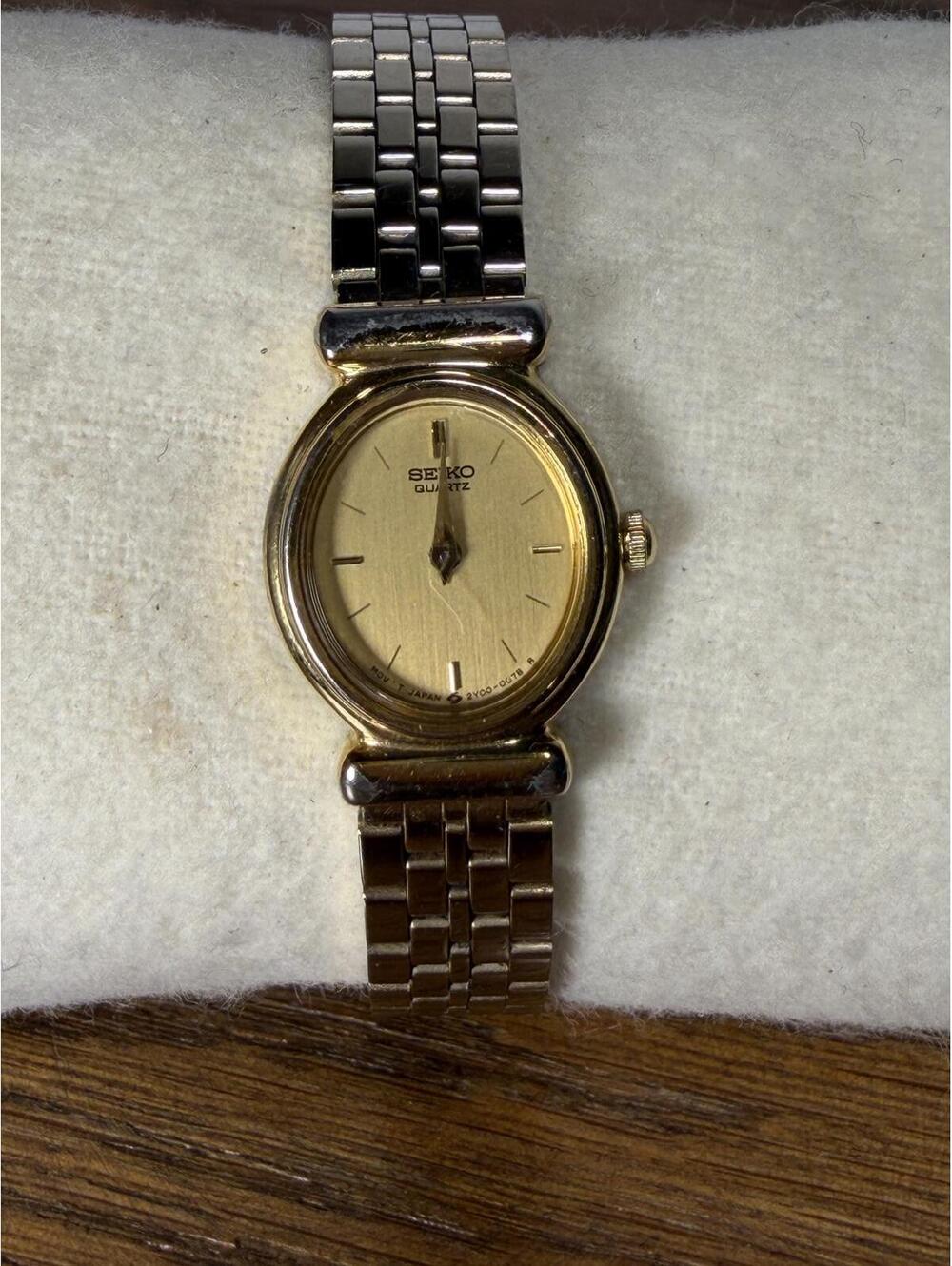 Vtg SEIKO 2Y00-5B59 Two-Hand Quartz Analog Women's Watch Gold Tone NOT WORKING